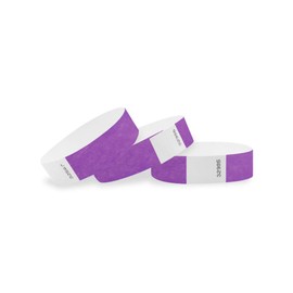 WristCo 3/4" Tyvek Wristbands | Lightweight |Durable | Waterproof | Great for Events and Screening | Purple | 2,000 Paper Wristbands