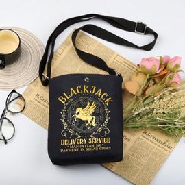 MYSOMY Camp Half Blood Crossbody Bag Percy Fans Reusable Shoulder Bag Jamp Jupiter Sopping Bag Greek Mythology Lovers Gift (BLACKJACK CB)