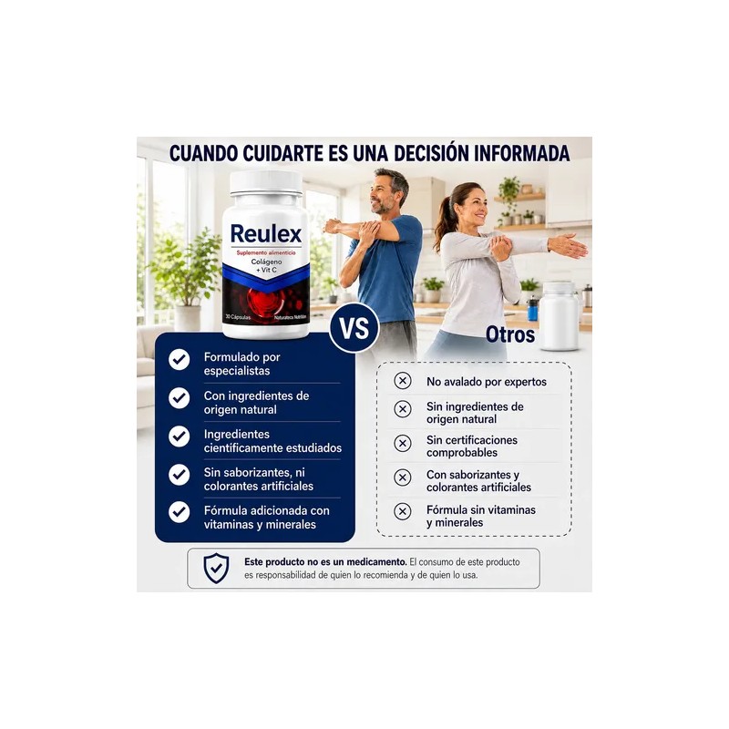 Reulex Frasco Cápsulas Colageno Msm Vitaminas Mas