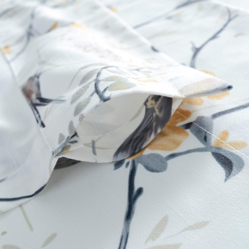 VOGOL Gray Birds Valance for Kitchen Windows Floral Print Window