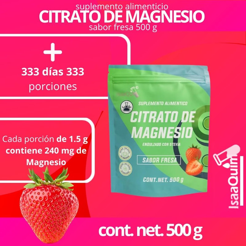 Citrato de Magnesio con sabor fresa 500 gr