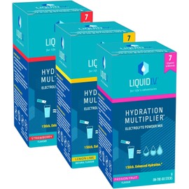 Liquid I.V. Hydration Sachets 3 Pack (18 Sticks) | Lemon Lime, Passion Fruit & Strawberry Flavours | Electrolyte Powder Mix with 7 Vitamins & Minerals | Vegan Friendly