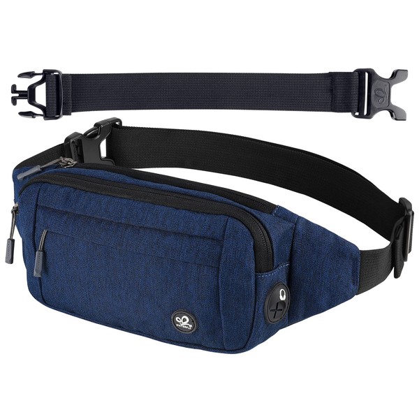 WATERFLY Fanny Pack Waist Bag: Runner Small Hip Pouch Bum Bag Running Fannie Pack Phanny Fannypack Waistpack Bumbag Beltbag Sport Slim Fashionable for Jogging Hiking Woman Man (Navy Blue)