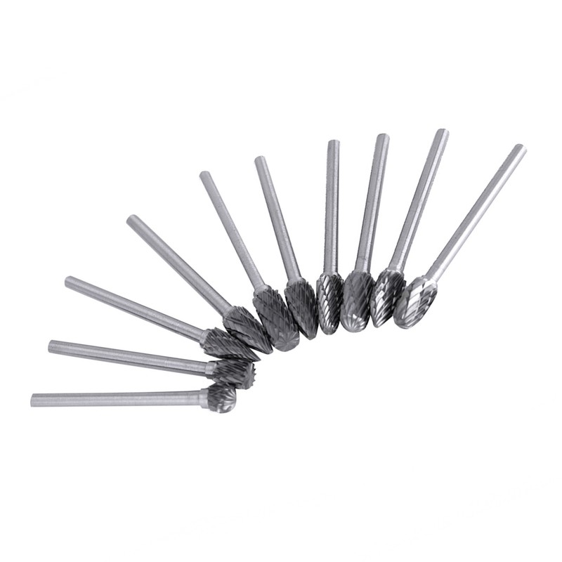 One Set 10 Tungsten Steel Carbide Burrs for Rotary Tool
