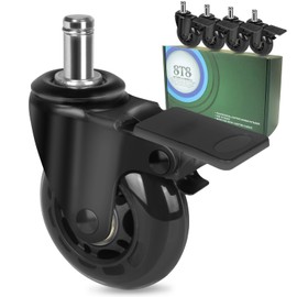 8T8 2.5" Office Chair Caster Wheels with Brakes Heavy Duty, Set of 5,Replacement Universal Rolling Chair Wheels for Hardwood Floors Carpet, Rubber Desk&Gaming Chair Casters with Locks