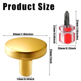 Qwrqwr 10 PCS 30mm Gold Door Knobs with 10 Pcs Screws,Simple Cabinet Hardware for Cupboard Drawer Pulls (10, Gold)