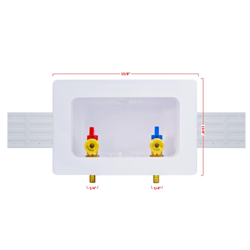 D.N. Washing Machine Outlet Box with Valves Dual Drain PEX