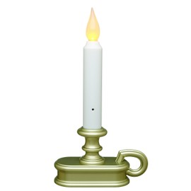 Battery Operated LED Dusk to Dawn Light Sensor Window Candle with Pewter Base Flicker and Full On Setting