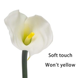 DUYONE Artificial Flowers Calla Lilly 25.6'' Large Latex Fake Bouquet Soft Real Touch Long Stem Plants 5 Pcs for Home,Living Room,Bedroom,Dining Table,Office,Weddings Party Garden Décor(White)