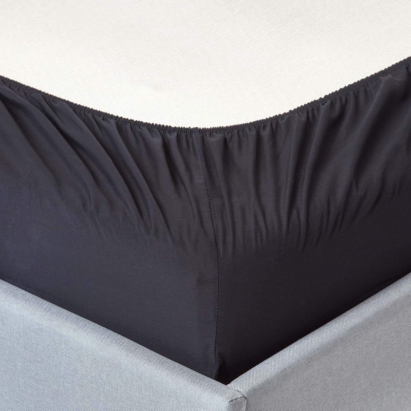 HOMESCAPES Percale Fitted Sheet Black 160 x 200 cm, Flat