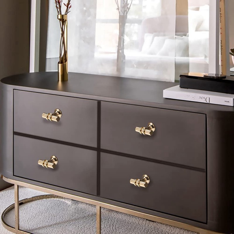 Aribrnten 8 Packs Champagne Gold Cabinet Knobs Drawer Knobs Euro