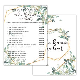 OICPYD Housewarming Party Games, Who Knows Us Best, Greenery New Home, New House, New Homeowner Party Games Cards, 30 Sheets Each Pack