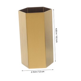 Tofficu Minimalist Hexagonal Stainless Steel Pen Holder Dual Purpose Makeup Brush Organizer Desktop Pencil Cup for Home Office Decor Elegant Flower Vase