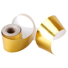 Thermotape Sticker, Plumbing, Duct, Muffler, Thermal Insulation, Car, Motorcycle, 2.0 inches (5 cm), Width 16.4 ft (5 m) Length, Fiberglass Aluminum, Maintenance, Work, DIY (Gold)