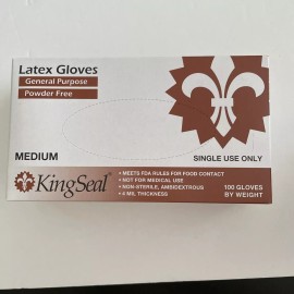 King Seal Latex Gloves 100 Pcs General Purpose Powder Free Food Contact Size Medium 4 Mil
