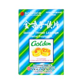 Golden Throat Lozenge (Honeysuckle Original Flavor) (Throat, Immune, Respiratory Support) (Jinsangzi Houpian) (12 Lozenges) (1 Pack)