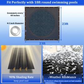 Riare 18ft Pool Leaf Net Cover- Fine Mesh Pool Screen Cover, Round Swimming Pool Leaf Cover with Reinforcement Edge for Inground and Above Ground Pool, Catching Leaves, Sunshade (23ft Dia)
