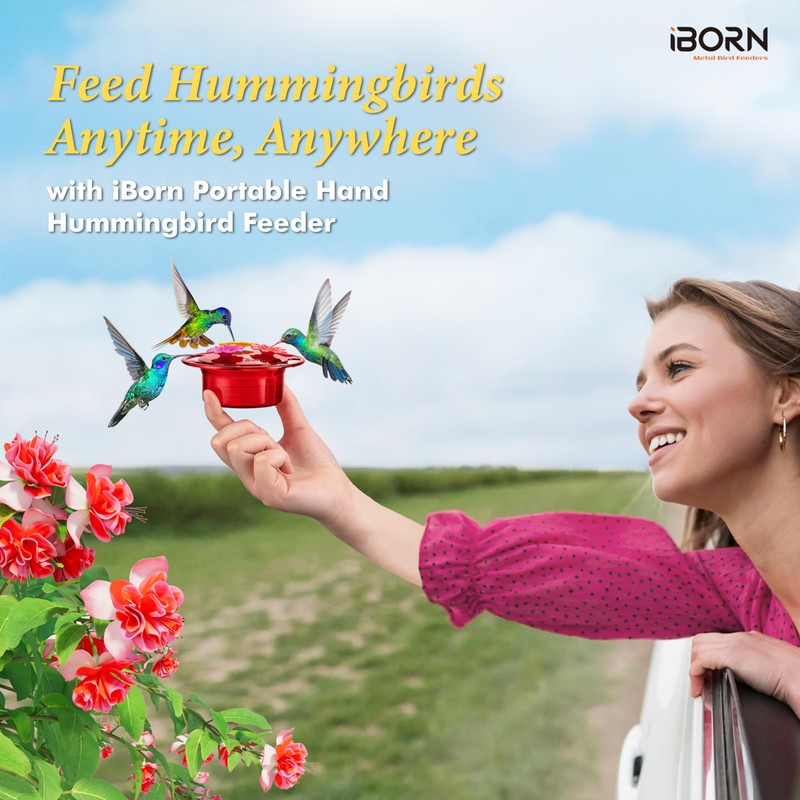 iBorn Handheld Hummingbird Feeders for Outdoors, Hummingbird Hand Feeder 3OZ