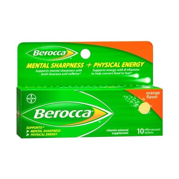 Berocca Mental Sharpness and Physical Energy Dietary Supplement Tablets 10 ea, Orange by Berocca