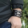 2pcs Wide PU Leather Bracelet Wrist Cuffs Punk Cuff Bracelet
