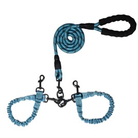 Dog Double Leashes,Rope Bungee Dual Leash with Padded Handle Removable for 2 Dogs,Tangle-Free, Padded Handles, 360° Swivel Control (Blue, 2 Way)