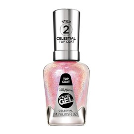 Sally Hansen Miracle Gel, Celestial Topcoat, Quick Dry, Long Lasting, Sheer, Glittery White Nail Polish