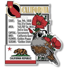 California Six-Piece State Magnet Set by Classic Magnets, Includes 6 Unique Designs, Collectible Souvenirs Made in The USA
