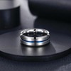 Greenpod 8MM Tungsten Carbide Rings Silver Blue High Polished Beveled
