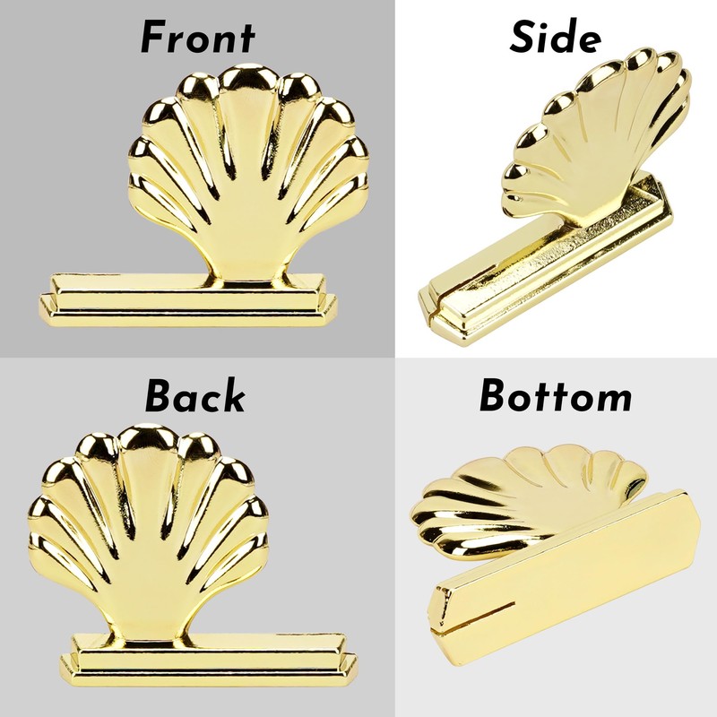 BUNCHBRAVO Nautical Shell Place Card Holders, Set of 12 Gold