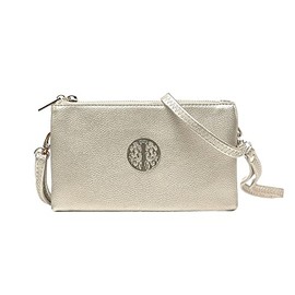 Eye Footwear Women's Long & Son By Eye Small Clutch, Wristlet, Shoulder,Cross-Body Bags 3141 (Silver)