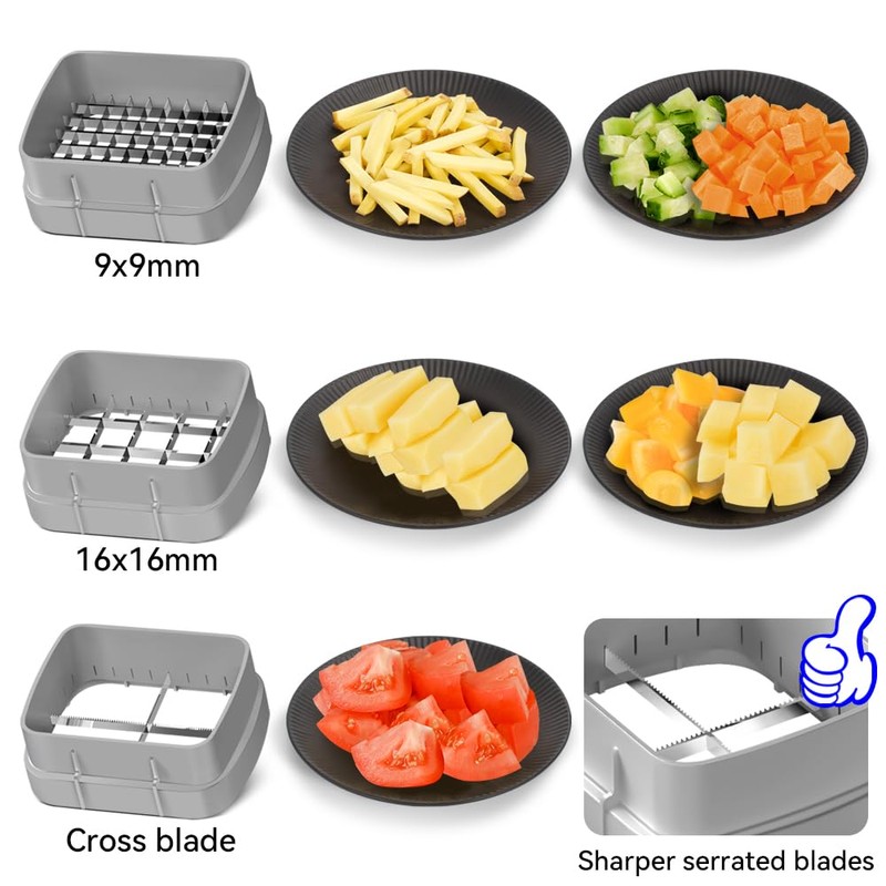 KEOUKE Salad Spinner and Vegetable Chopper Set with 3 Blades,