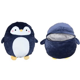 Hofun4U Penguin Plush Throw Pillow 16 Inch, Coral Fleece Blanket in Cute Anime Plush Pillow, Penguin Stuffed Animal, Girls Boys Gifts for Birthday, Valentine, Christmas, Travel, Holiday