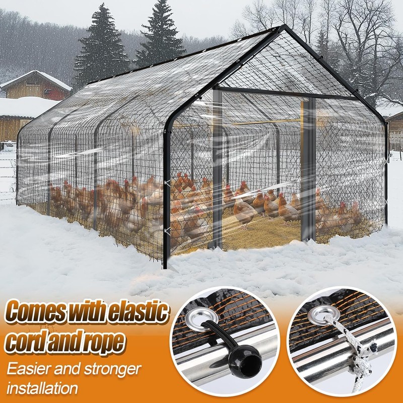 Thrseely 6.6x10Ft Chicken Coop Cover for Rain - Waterproof Durable