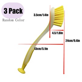 3Pcs Washing Up Brushes, Dish Brush, Washing Up Brush with Suction Cup, Dish Brushes For Washing Up, Washing Up Brushes for Plates Pans Pots-Random Color