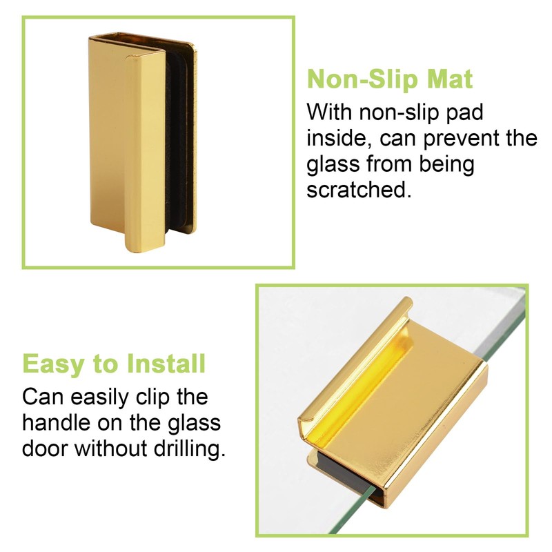 UFURMATE 4Pcs Gold Glass Finger Pull Handles for Drawer, Cupboard,