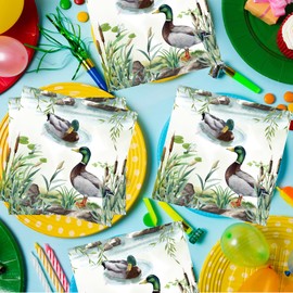 Mallard Duck Napkins Party Supplies - Joybileefun 50PCS One Lucky Duck Napkins Disposable for Hunting Themed Baby Shower Party Supplies