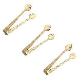 3 Piece Mini Serving Tongs Set, Stainless Steel, Vintage Rose Design Handles