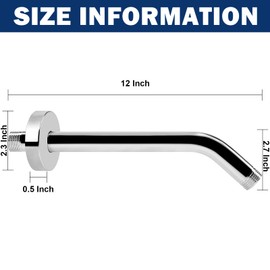 NearMoon Shower Arm with Flange, Made of 304 Stainless Steel Shower Extension Extender Pipe, Wall-Mounted for Fixed Bathroom Showerhead, Never Rust (12 Inch, Chrome Finish)
