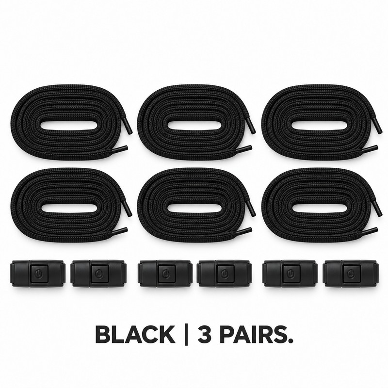 Elastic No-Tie Flat Shoelaces with Press-Lock Closure – Easy-On Sneaker