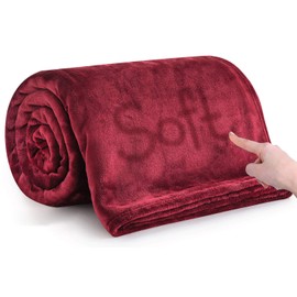 MOONLIGHT20015 Fleece Blanket Throws for Sofas - 400 GSM Burgundy Blankets Sofa Bed Throw Breathable, Cuddly, Fluffy & Warm (Burgundy, Single (130 x 150 CM))