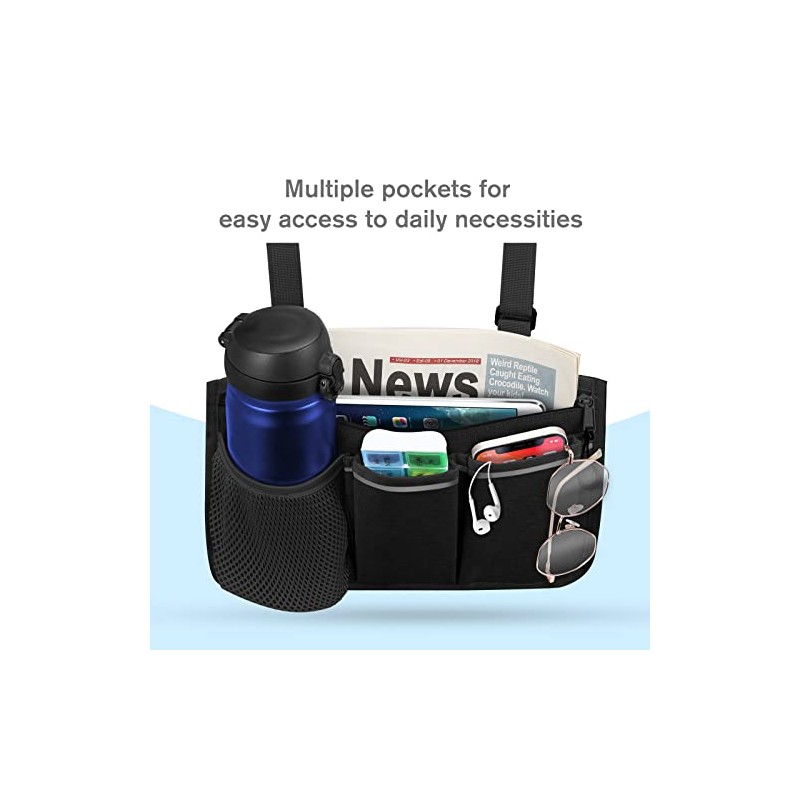 FINPAC Wheelchair Side Storage Bag w/Reflective Strips & Name Card