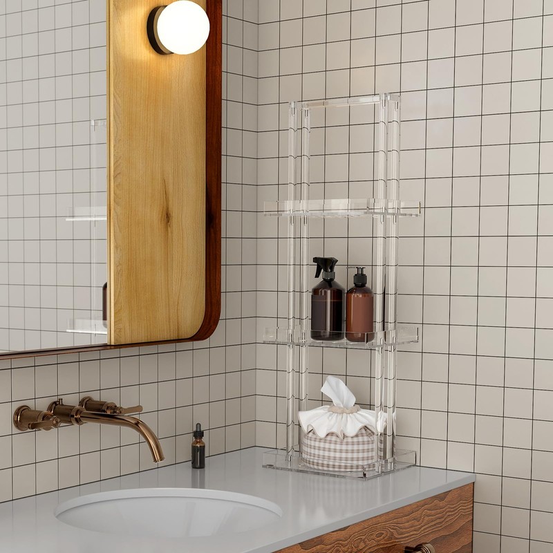 Aquiver Acrylic Standing Shower Caddy - 3 Tier Shower Organizer