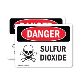 (2 Pack) Sulfur Dioxide OSHA Danger Sign 14 Inch X 10 Inch Vinyl Label Decal Sticker Weather Resistant, UV Protected for Workplace, Business, and Construction Site, Made in the USA