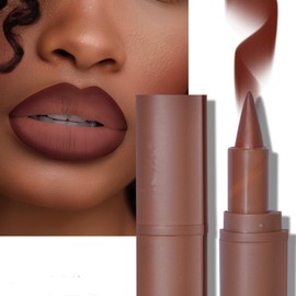 MAEPEOR 2 in 1 Creamy Lip Liner 8 Colors Matte Nude Dark Brown Lip Liner High Pigmented Long lasting Gradient Lip Liner and Lipstick Lip Combo (03 Caramel Brulee)