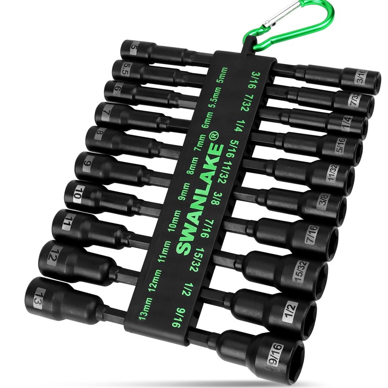 Magnetic Nut Driver Set, 20-Piece Metric & SAE 1/4" Hex