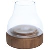 Northlight 10.25" Transparent Glass Pillar Candle Holder with Wooden Base