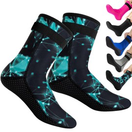 HINATAA 3 mm neoprene socks for men and women, diving socks, snorkelling socks, warm swimming socks, beach volleyball socks for snorkelling, surfing, swimming, sailing, diving, water sports, Green