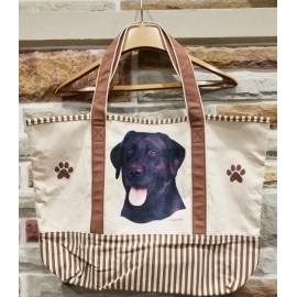 E&S Pets - Rotweiller Dog Tote Bag (Black with Brown Highlights) 21x15x6 inches.