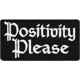 Biker Patch Positivity Please Sew-On Motivation Sticker for Sewing/Ironing | Applique Jeans Patches Iron-On Patches for All Fabrics | Fabric Applique 75 x 40 mm