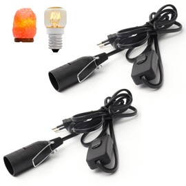 Hotloop 2 Pairs of Cable with Switch for Salt Lamp Socket l E14 with 1.8 m l Salt Lamp Socket l Insulation Salt Light Cable Salt Lamp Socket Black